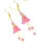 Deep Fuchsia Pink and Gold Bell Flower Earrings - Chic Brico