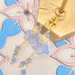 Light Sapphire Powder Blue and Gold Bell Flower Earrings - Chic Brico