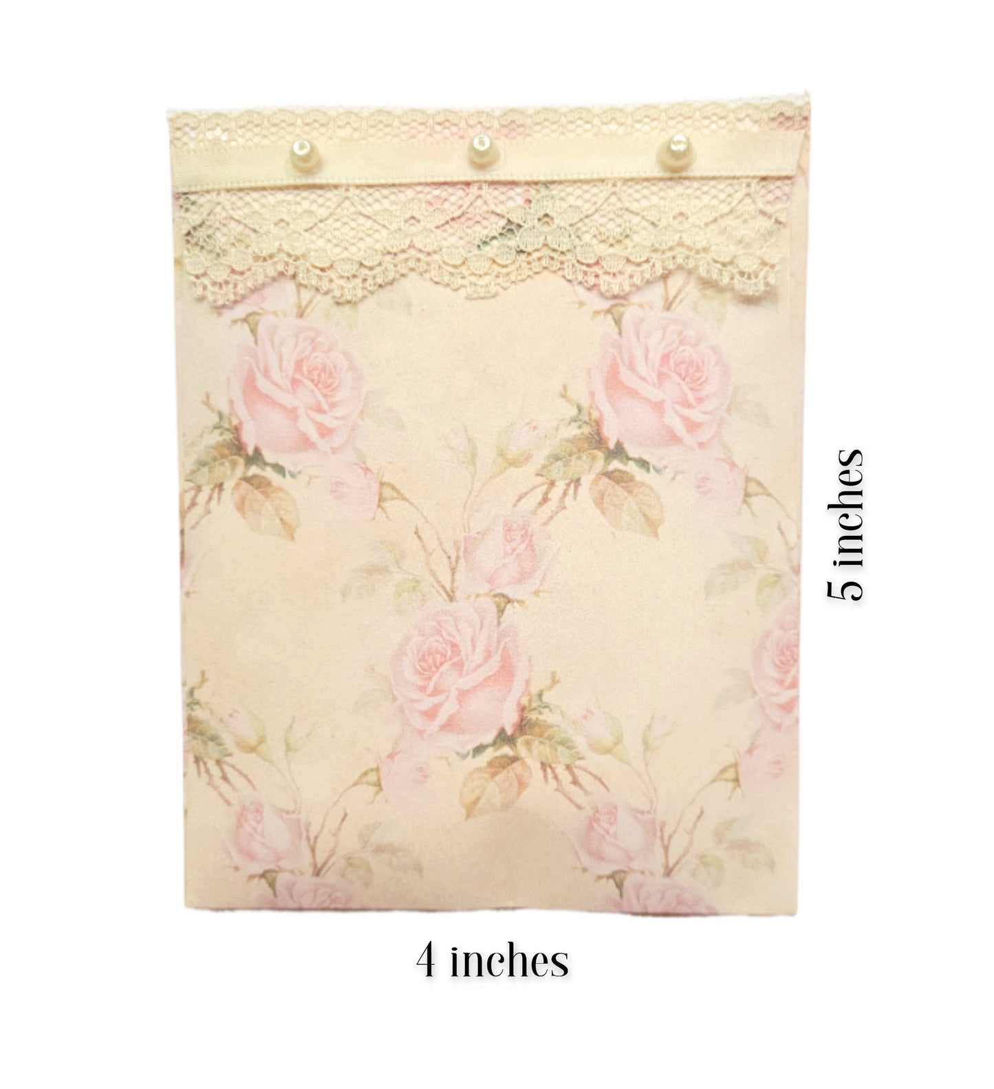 Pearls & Lace Rose Petal Scented Drawer, Closet & Car Sachets, Large Size 4" x 5", 3-Pack