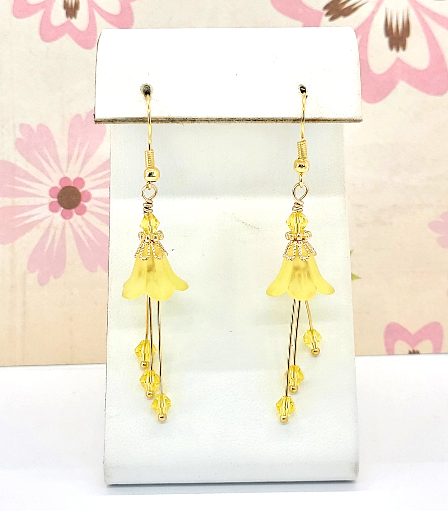 Yellow Bell Flower Earrings - Chic Brico