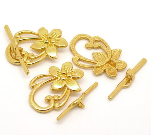 JGFinds Lily Flower Bracelet Toggle Clasps - 10 Sets of Gold Tone DIY Jewelry Making Crafts - Chic Brico