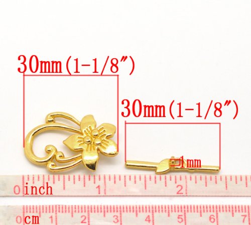JGFinds Lily Flower Bracelet Toggle Clasps - 10 Sets of Gold Tone DIY Jewelry Making Crafts - Chic Brico