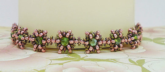 Pink and Emerald Green Crystal Reversible Beaded Bracelet - Chic Brico