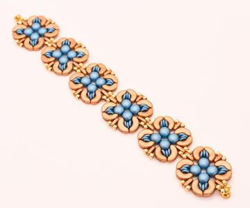 Aqua Blue And Gold Rosette Big Block Link Bracelet (4 Colors) - Chic Brico