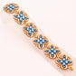 Aqua Blue And Gold Rosette Big Block Link Bracelet (4 Colors) - Chic Brico