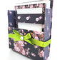 42-Pc Stationery Gift Box Set w/Reusable Desktop Organizer Box and Gold Pen - Pink & Coral Roses on Black - Chic Brico