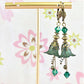 Vintage Victorian Style Emerald Green and Antique Bronze Bell Flower Lucite Earrings - Chic Brico