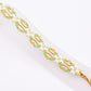 Jade Green, Gold Crystal and Pearl Hex Block Link Bracelet - Chic Brico