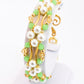 Jade Green, Gold Crystal and Pearl Hex Block Link Bracelet - Chic Brico