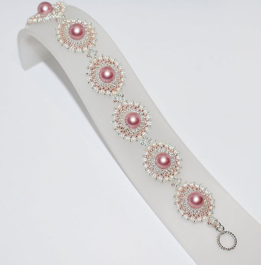Iridescent Pink Pearl Bracelet made with Genuine Swarovski Pearls - Chic Brico