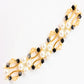 Jet Black and Gold Crystal and Pearl Hex Block Link Bracelet - Chic Brico