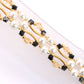 Jet Black and Gold Crystal and Pearl Hex Block Link Bracelet - Chic Brico