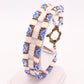 Blue, White & Antique Gold Block Link Bracelet - Chic Brico
