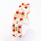 Red Jade and Gold Crystal and Pearl Hex Block Link Bracelet - Chic Brico