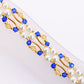 Sapphire Blue and Gold Crystal and Pearl Hex Block Link Bracelet - Chic Brico