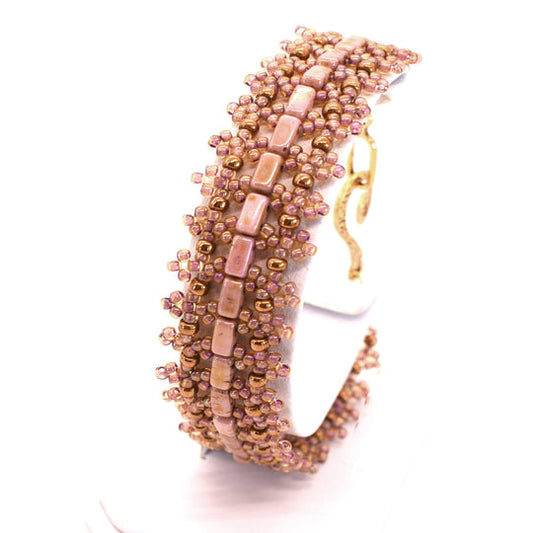 Vintage Pink Marble Half Tila Bracelet - Chic Brico
